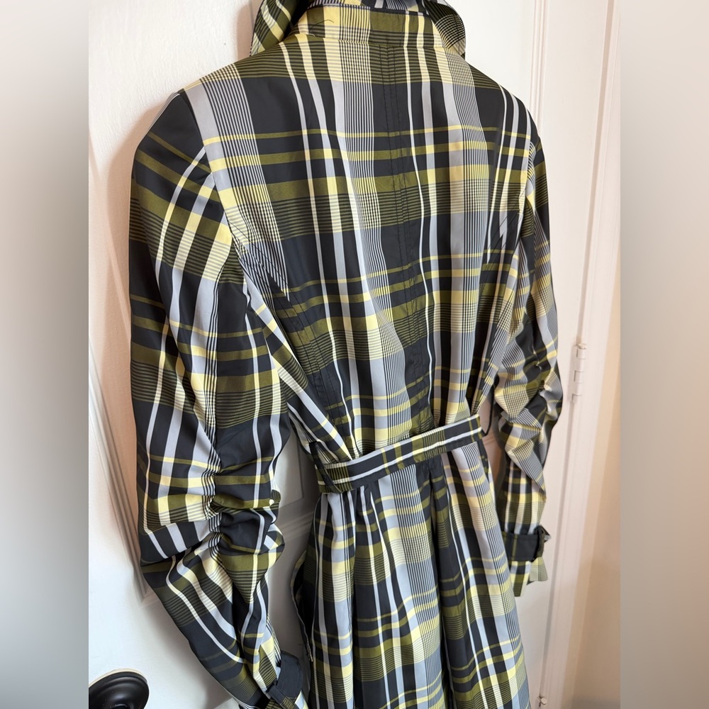 The Limited Spring Belted Plaid Trench Coat Buttons Mid-Thigh Length, Small - Picture 10 of 12